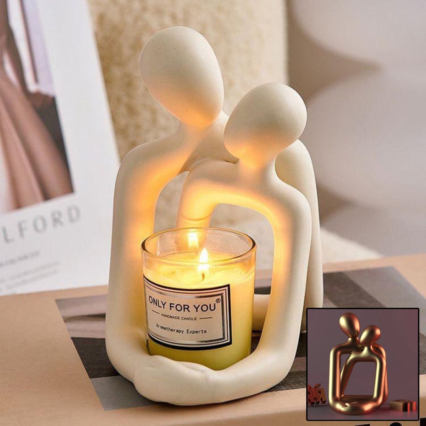 Heartwarming Loving Couple Resin Statue - A Timeless Modern Home Decor Accent For Bookshelves, Office Desks Gift