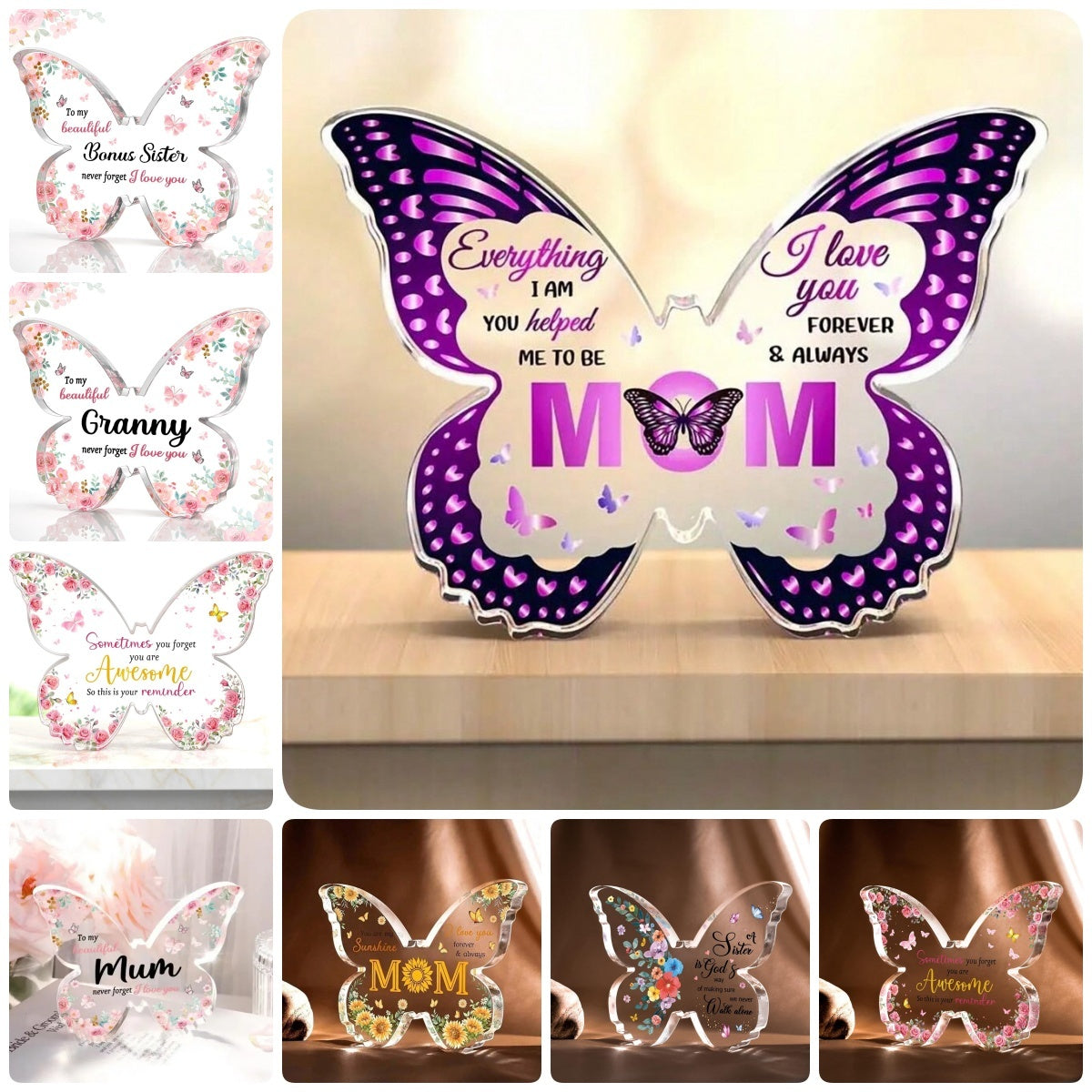 Gifts For Mom. Grandma, Aunt or Nana DIY Unique Mom Gift Ideas Butterfly-Shaped Acrylic Keepsake Gifts For Mothers Day