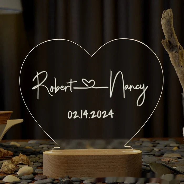Custom Night Light Romantic For Bedroom Night Lamp Couple For Him Names And Date Engagement Gift