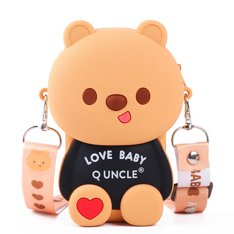 Student Children's Playful Bear Oblique Span Mobile Phone Bag