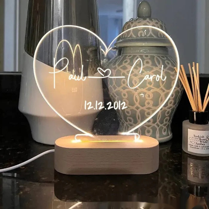 Custom Night Light  Romantic For Bedroom Night Lamp Couple For Him Names And Date Engagement Gift