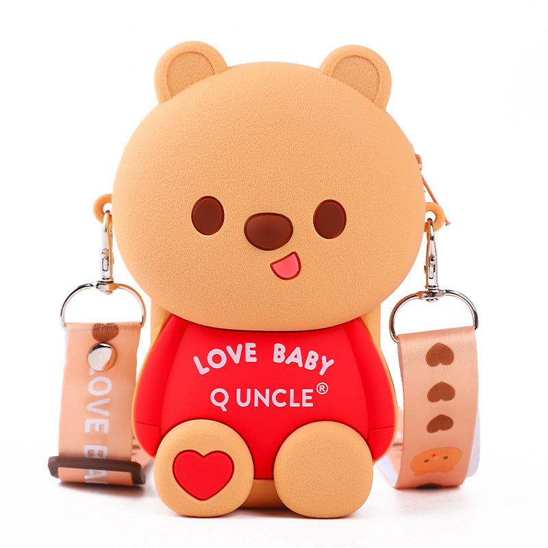 Student Children's Playful Bear Oblique Span Mobile Phone Bag