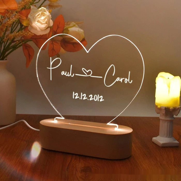 Custom Night Light  Romantic For Bedroom Night Lamp Couple For Him Names And Date Engagement Gift