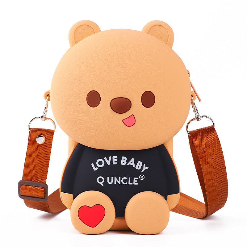 Student Children's Playful Bear Oblique Span Mobile Phone Bag