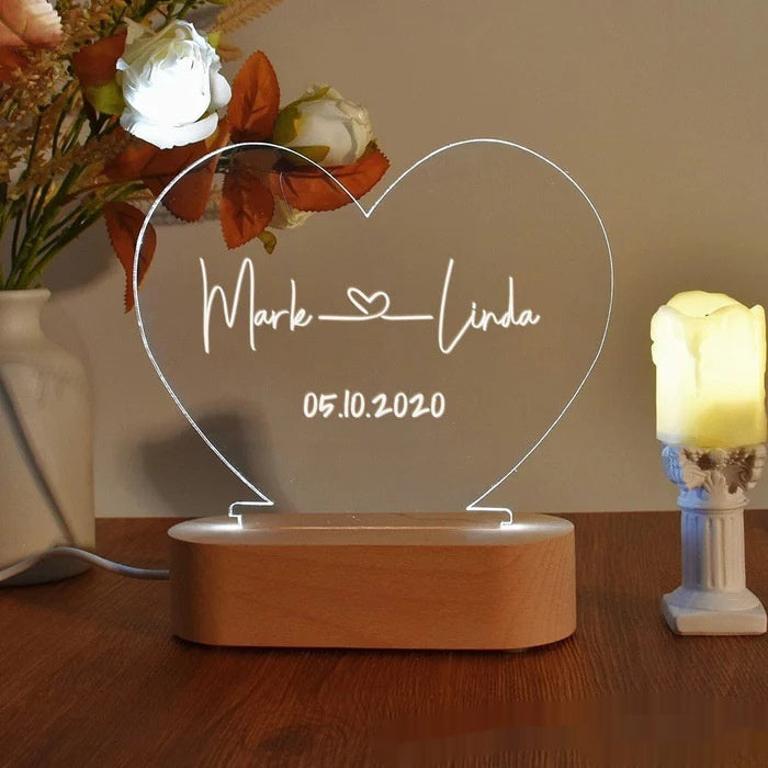 Custom Night Light  Romantic For Bedroom Night Lamp Couple For Him Names And Date Engagement Gift