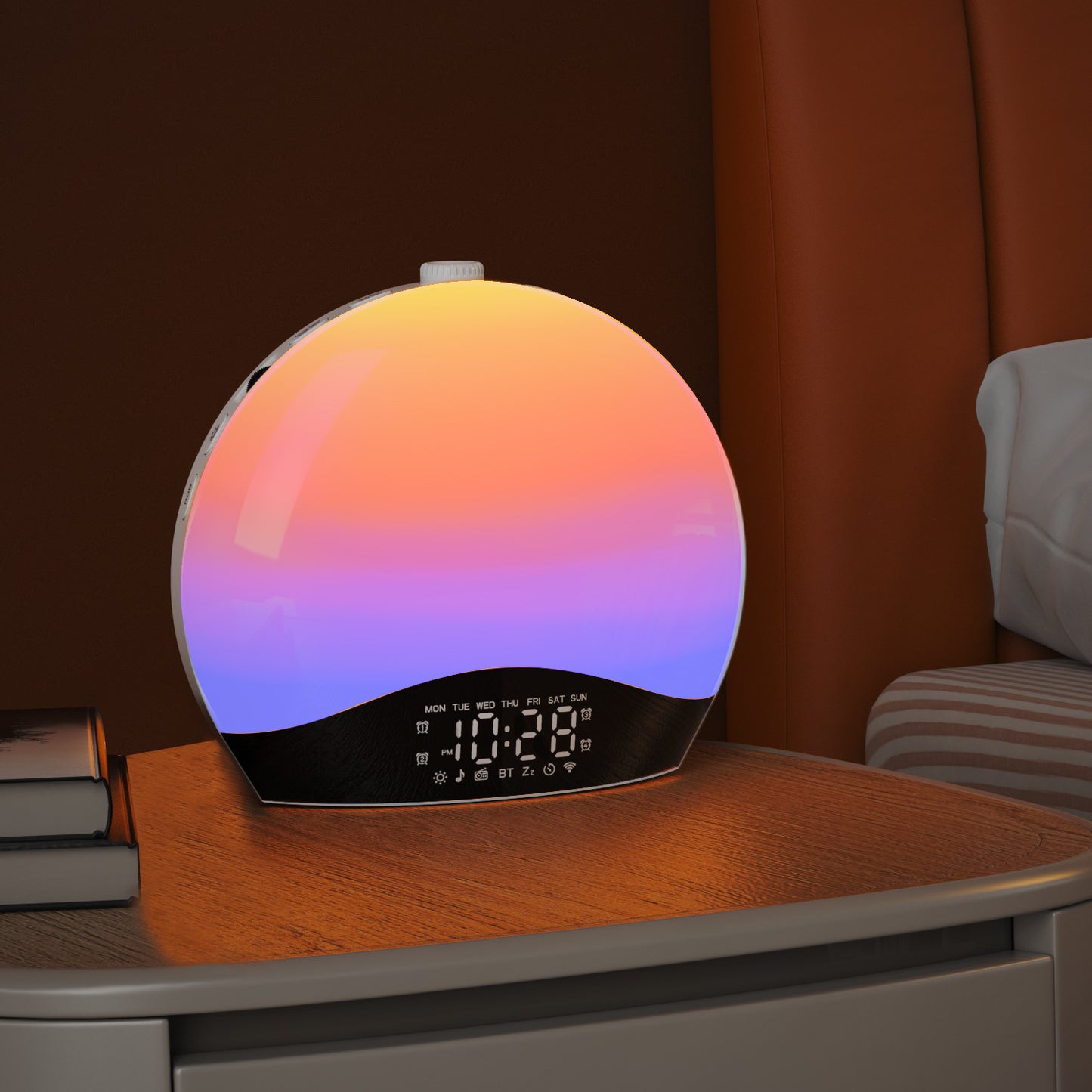 Sunrise Alarm Clock Wake Up Light Smart Wake-up Light With Bluetooth Colorful Bedside Lamp Simulated Sunrise