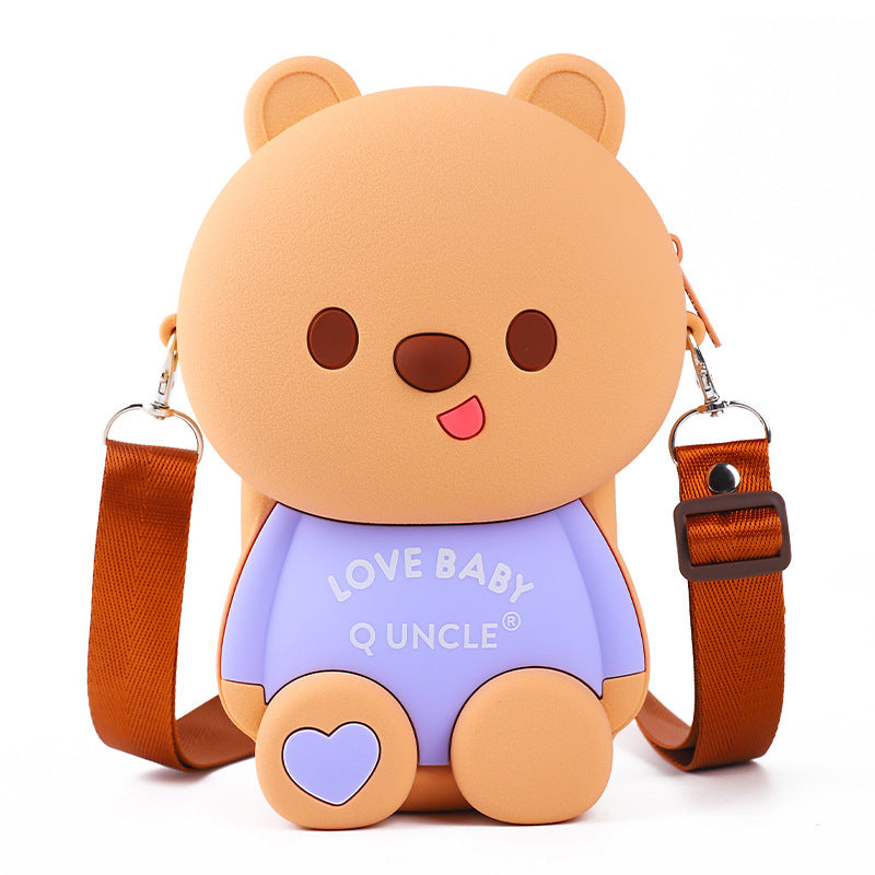 Student Children's Playful Bear Oblique Span Mobile Phone Bag