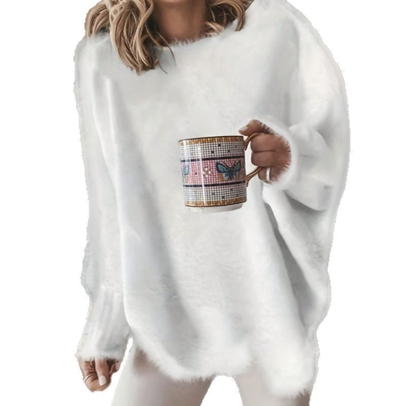 Crew-neck Batwing Sleeve Loose Casual Plus Size Women's Clothing Knitted Pullover Top