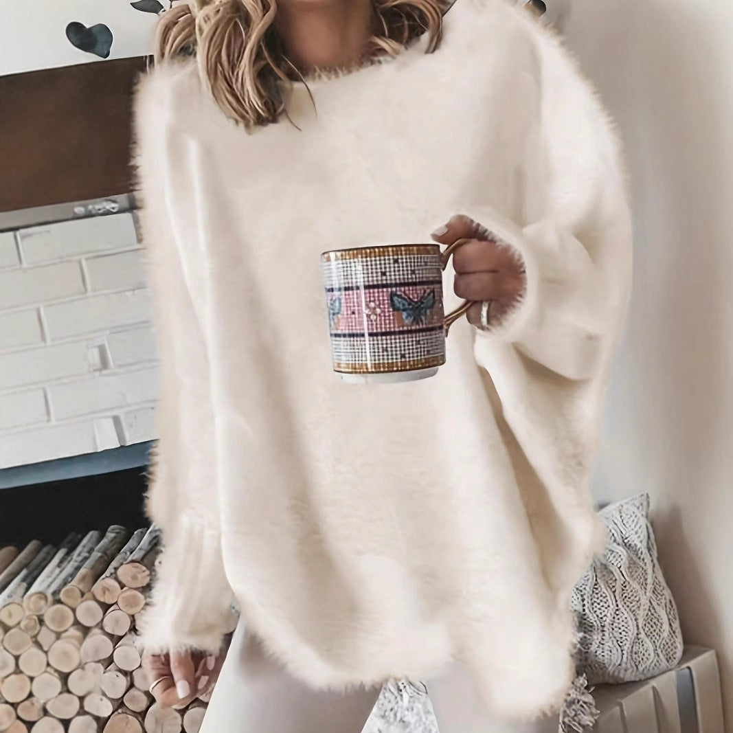 Crew-neck Batwing Sleeve Loose Casual Plus Size Women's Clothing Knitted Pullover Top