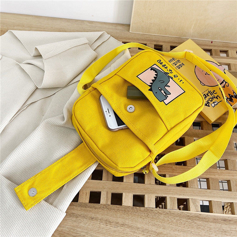 Vertical Dinosaur Messenger Canvas Casual Phone Bag