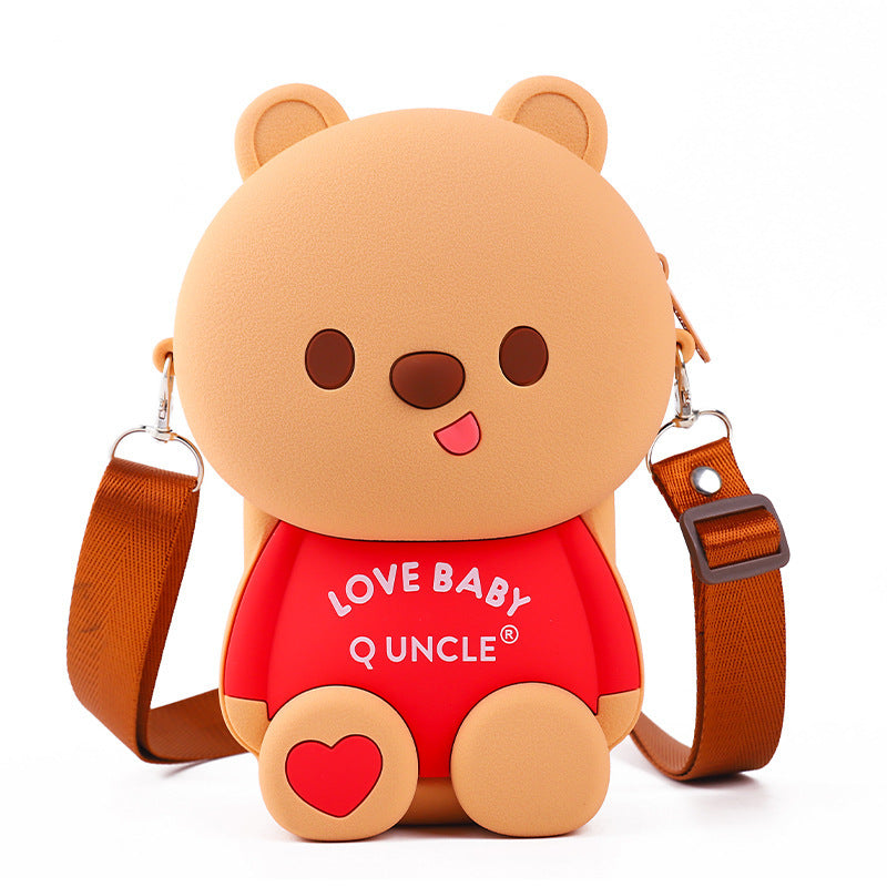 Student Children's Playful Bear Oblique Span Mobile Phone Bag